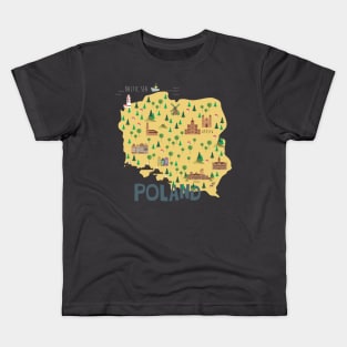 Poland Illustrated Map Kids T-Shirt